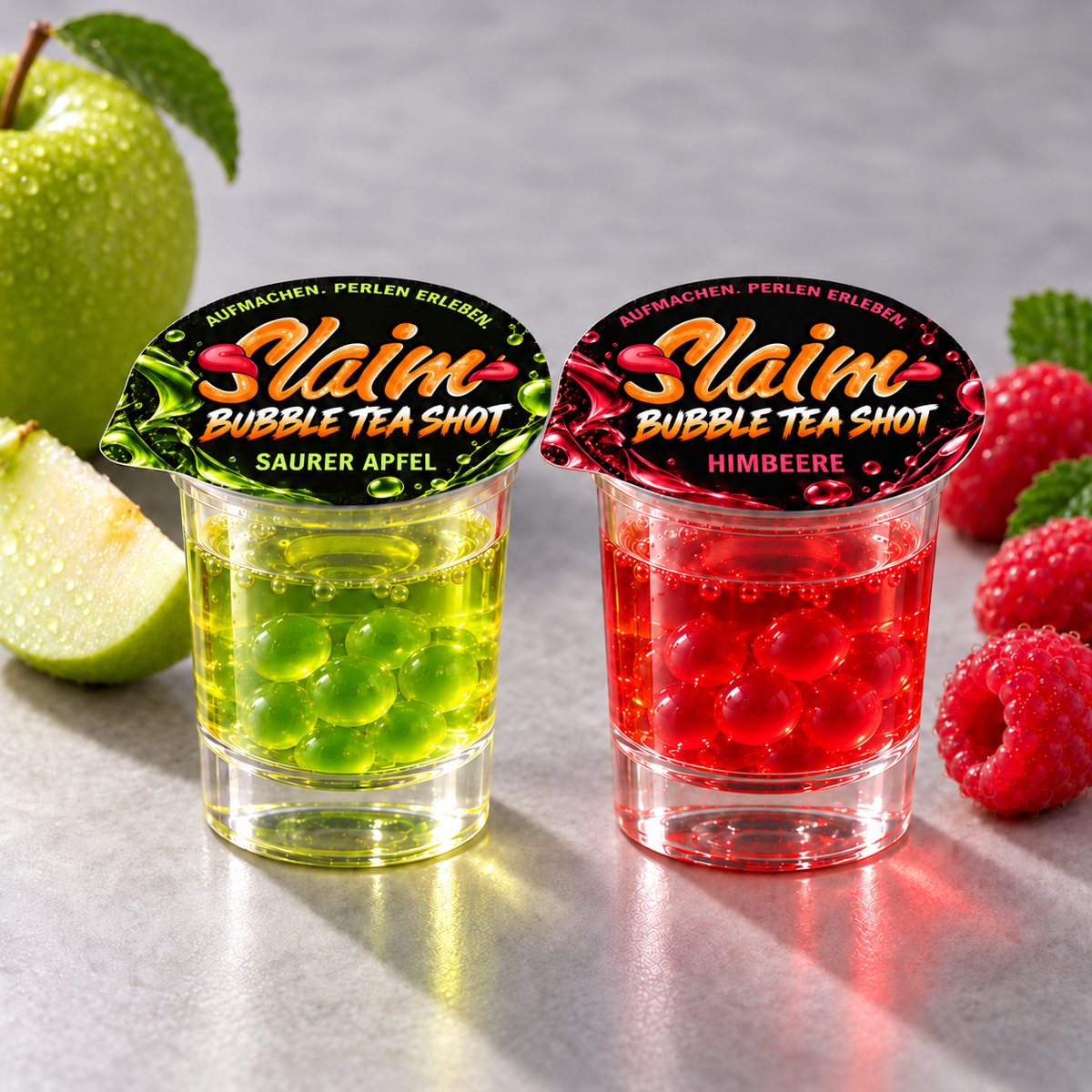 Slaim Bubble Tea Shot – Saurer Apfel und Himbeere